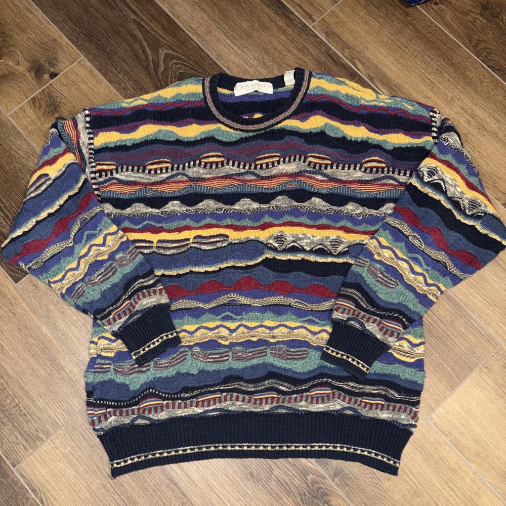 80s Vintage Coogi Style Designed In Italy Acrylic John Ashford Sweater XL